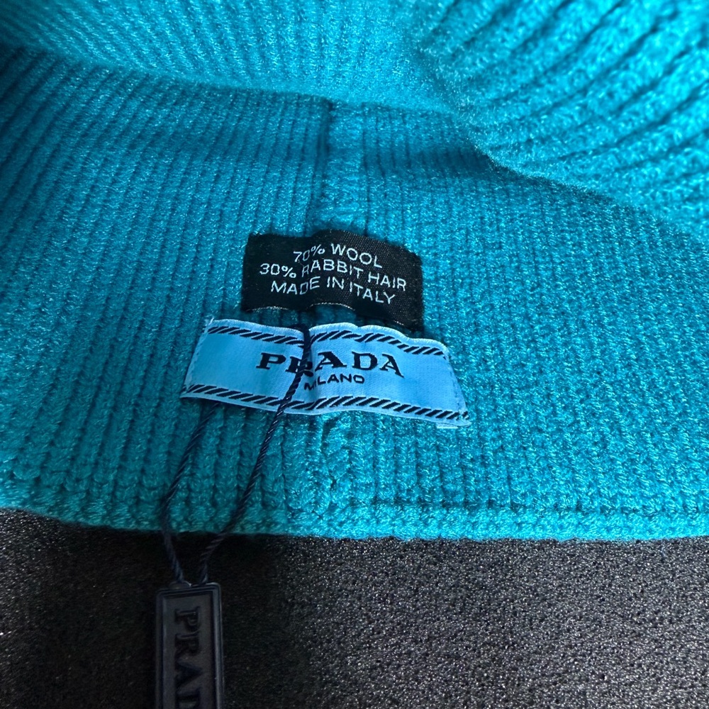 Prada Teal Ribbed Beanie - Picture 4 of 6